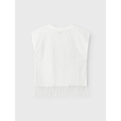 name it Mädchen T- Shirt kurzarm mit Fransen Valone Ocean in weiß