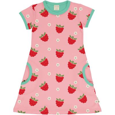 maxomorra Kurzarm Kleid mit Himberren Dress Raspberry in rosa