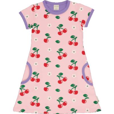 maxomorra Kurzarm Kleid mit Kirschen Dress Cherry in rosa
