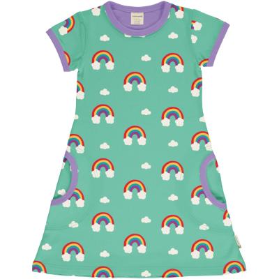 maxomorra Kurzarm Kleid mit Regenbügen Rainbow in grün