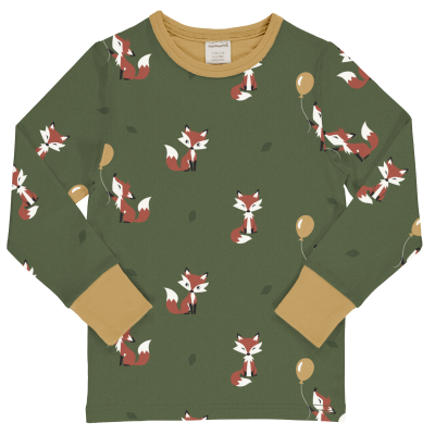 maxomorra Kinder Langarmshirt mit Füchsen Top LS FOX in grün