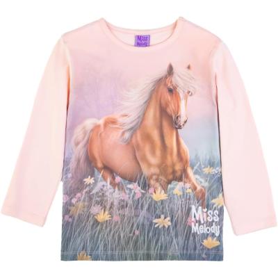 Miss Melody Langarmshirt mit einem Pferd 76080 in rosa