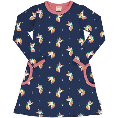 maxomorra Langarmkleid Einhorn Dress Unicorn dunkelblau