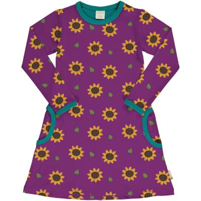 maxomorra Langarmkleid Sonnenblumen Sunflower in lila DX