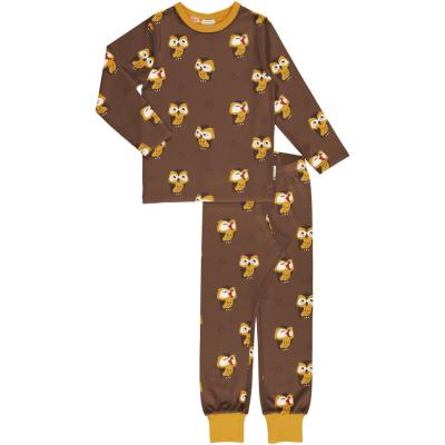 maxomorra Kinder Schlafanzug mit Eulen Pyjama OWL