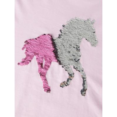name it Langarmshirt mit Wende Wechsel Wisch Pailletten Pferd in rosa