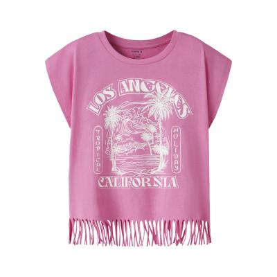 name it Mädchen T- Shirt kurzarm mit Fransen Valone Strawberry Moon