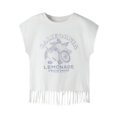 name it Mädchen T- Shirt kurzarm mit Fransen Valone Cloud Dancer