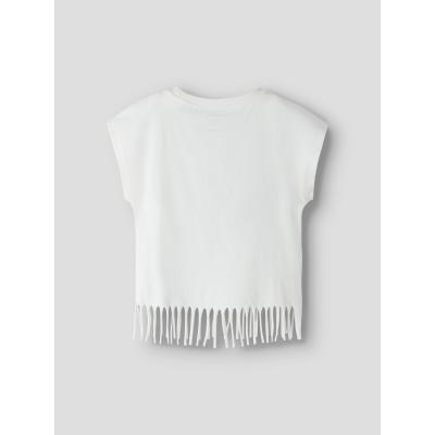 name it Mädchen T- Shirt kurzarm mit Fransen Valone Cloud Dancer