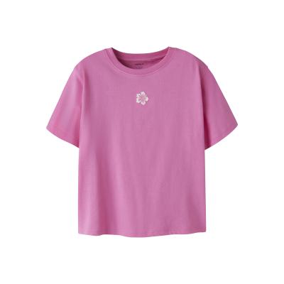 name it Mädchen T- Shirt kurzarm mit Stickerei NKFVALONE Pink mit Blume