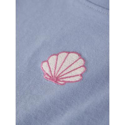 name it Mädchen T- Shirt kurzarm mit Stickerei NKFVALONE blau mit Muschel