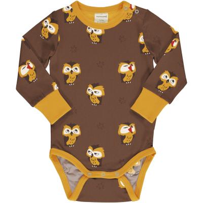 maxomorra Baby Langarm Body mit Eulen BODY OWL