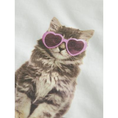 name it mini Sommer T-Shirt NkfVOTIA weiß mit Katze
