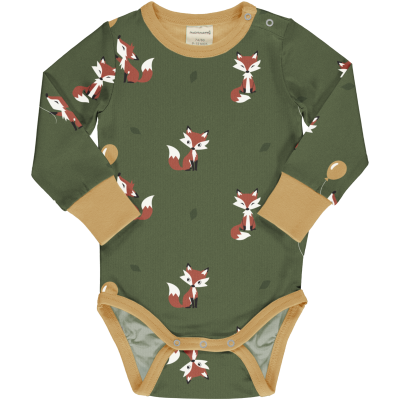 maxomorra Baby Langarm Body mit Füchsen BODY FOX in grün