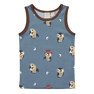 maxomorra Tank Top / Unterhemd mit Eulen in blau