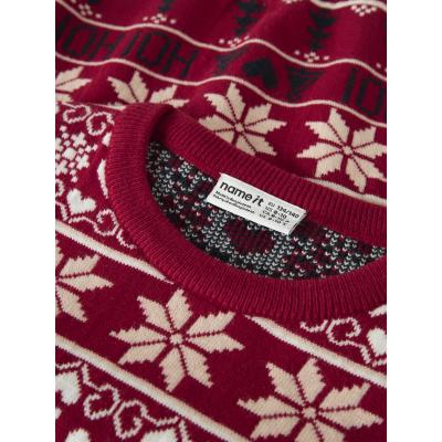 name it Strickpullover Winter Weihnachtspulli nknRISMAS Dahlia Red