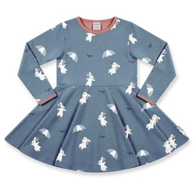 maxomorra Langarmkleid mit Hasen in hellblau Dress Circle Rabbit