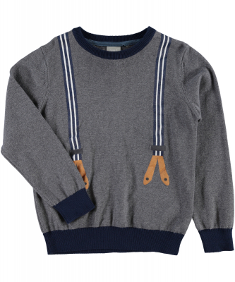 name it Strickpullover Hosenträger Palle grau