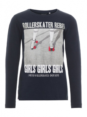 name it Mädchen Langarmshirt nkfOLINE Skatergirl Gr. 122/128