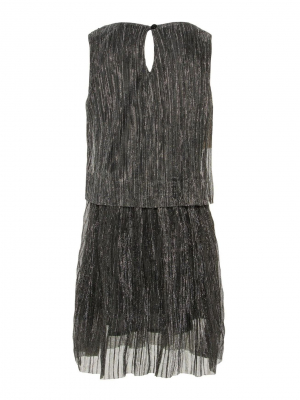 name it festliches Plissee Kleid nmfVIVI Schwarz/Silber