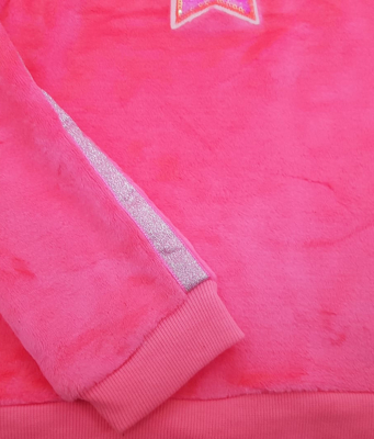 Topo Mädchen Sweatshirt Plüschshirt mit Sternchen Neon Pink Gr. 152