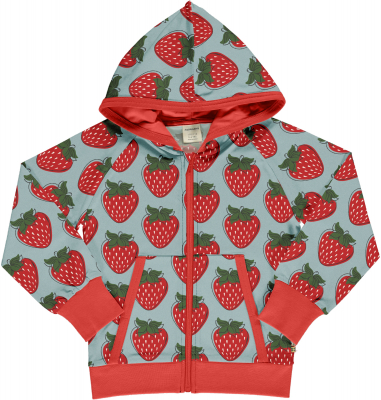 maxomorra Kapuzenjacke Cardigan Hood mit Erdbeeren STRAWBERRY M548 Gr. 98/104
