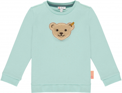 Steiff Sweatshirt mit Quietsche Bär einfarbig Eisblau 6047