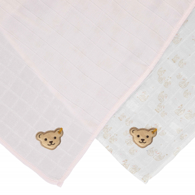 Steiff 2 x Baby Spucktuch Geschenkbox für Mädchen Schwan 1429