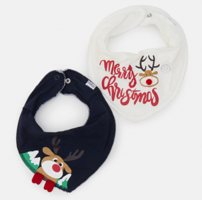 NAME IT 2x Dreieckstücher Weihnachten Bib Merry Christmas