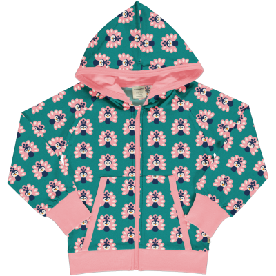 maxomorra Mädchen Kapuzenjacke mit Pfauen Cardigan Hood PEACOCK Gr. 98/104