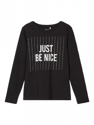name it Mädchen Langarmshirt nkfSOPHIA Black Gr. 122/128