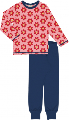 maxomorra Mädchen Schlafanzug mit Blumen Pyjama ANEMONE