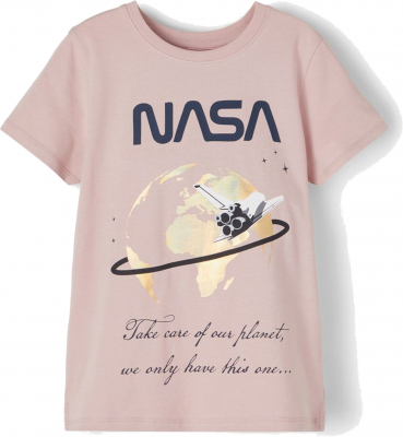 name it Mädchen T-Shirt mit NASA Logo Rosa Gr. 116