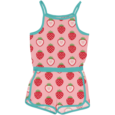 maxomorra Sommer Overall Jumpsuit in rosa Jumpsuit Strawberry Gr. 110/116