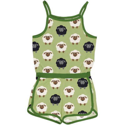 maxomorra Sommer Overall Jumpsuit in grün Jumpsuit Short Sheep Gr. 122/128