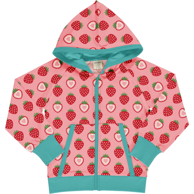 maxomorra Mädchen Kapuzenjacke mit Erdbeeren Cardigan Hood STRAWBERRY C34 Gr. 110/116