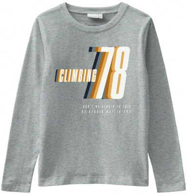name it Jungen Langarm Shirt nkmVICTOR Grey Melange Climbing