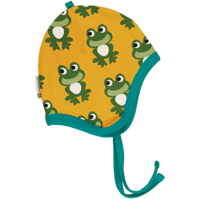 maxomorra gefütterte Babymütze mit Fröschen Helmet Velour FROG