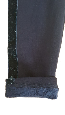 Topo gefütterte ThermoLeggings mit Glitzerstreifen Galon Blau Gr. 152