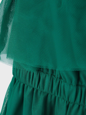 name it festliches Tüllkleid Oneshoulder nkfOALLY Grün