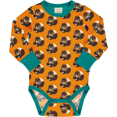 maxomorra Baby Langarm Body mit Eichhörnchen SQUIRREL