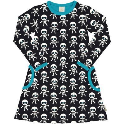 maxomorra Langarmkleid mit Skeletten Halloween Classic SKELETON