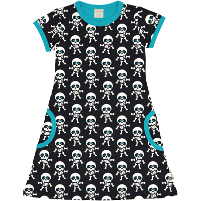 maxomorra Kurzarmkleid mit Skeletten Halloween Collection Dress SS SKELETON