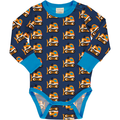 maxomorra Baby Langarm Body BULLDOZER