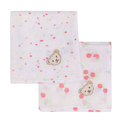 Steiff 2 x Baby Spucktuch Mulltuch Kirschen und Punkte 3420