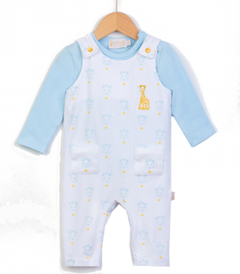 Sophie la girafe Baby Strampler mit Langarmbody in Hellblau