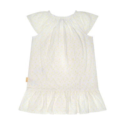 Steiff weißes festliches Sommerkleid mit gelb gestickten Blüten 3210