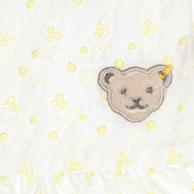 Steiff weißes festliches Sommerkleid mit gelb gestickten Blüten 3210