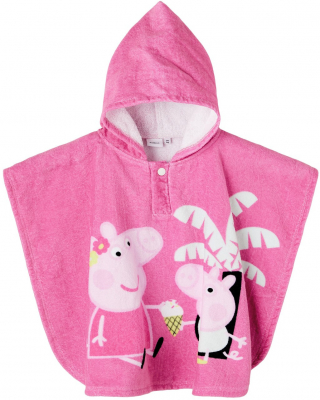 name it Badeponcho mit Peppa Pig Kapuzenbadetuch in rosa