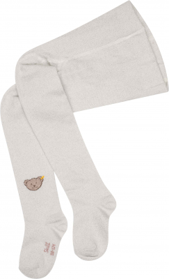 Steiff festliche Glitzer Strumpfhose mit Bär an der Fessel Silber Gr. 110/116